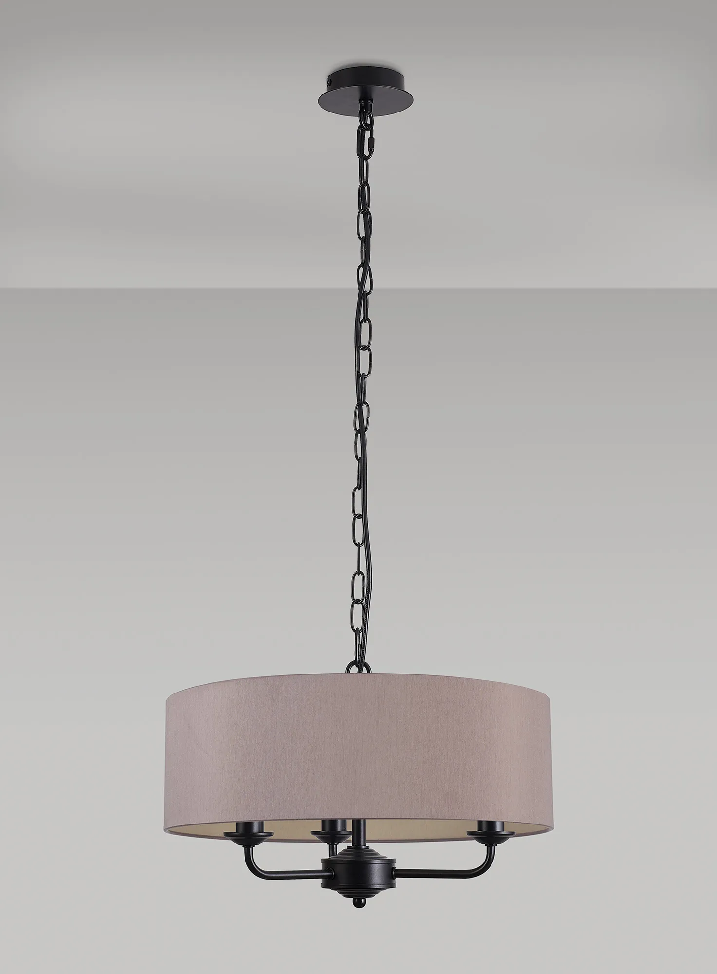 Banyan 45cm 3 Light Pendant Matt Black; Taupe/Halo Gold DK1022  Deco Banyan MB TA